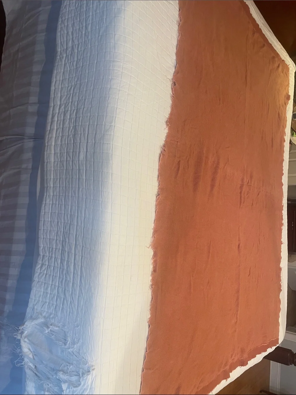 Vintage 70s Pepperell wool throw blanket twin XL salmon pink peach